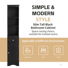 Tall Bathroom Cabinet, Freestanding Storage Cabinet with Drawer, MDF Board, Adjustable Shelf, Black