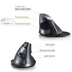 Delux M618GX Ergonomic Vertical Wireless Mouse 6 Buttons 1600DPI Optical Mouse With 3 Colors Silicon Rubber Case For PC Laptop