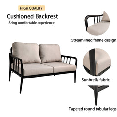 5PC Outdoor Aluminum Patio Furniture Modern Chat Sofa Conversation Set