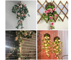 Simulated rose wall hanging chlorophytum comosum false plastic indoor living room air conditioning pipe decoration
