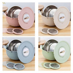 Stainless steel water filter basin household rotatable double layer vegetable washing and draining basket stainless steel line