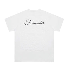 Niche High Street Floral Letter Print Short Sleeve T-Shirt INS Trendy American Summer Men's Casual Crew Neck Half Sleeve