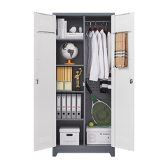 Metal storage cabinets, lockable cleaning tool cabinets, high broom tool organizers, and large storage cabinets in storage store