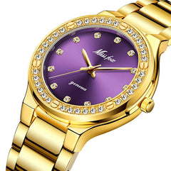 MISSFOX 2742 Elegant Woman Watch Luxury Brand Female Wristwatch Japan Movt 30M Waterproof Gold Expensive Analog Geneva Quartz Watch