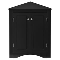 Black Triangle Bathroom Storage Cabinet with Adjustable Shelves, Freestanding Floor Cabinet for Home Kitchen