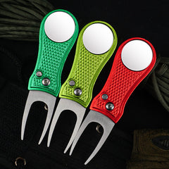 Golf Green Fork Aluminum Handle Folding Spring Repair Tool Gift New