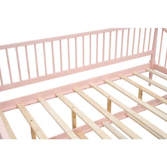 Full Size Daybed with Trundle and Support Legs  Pink