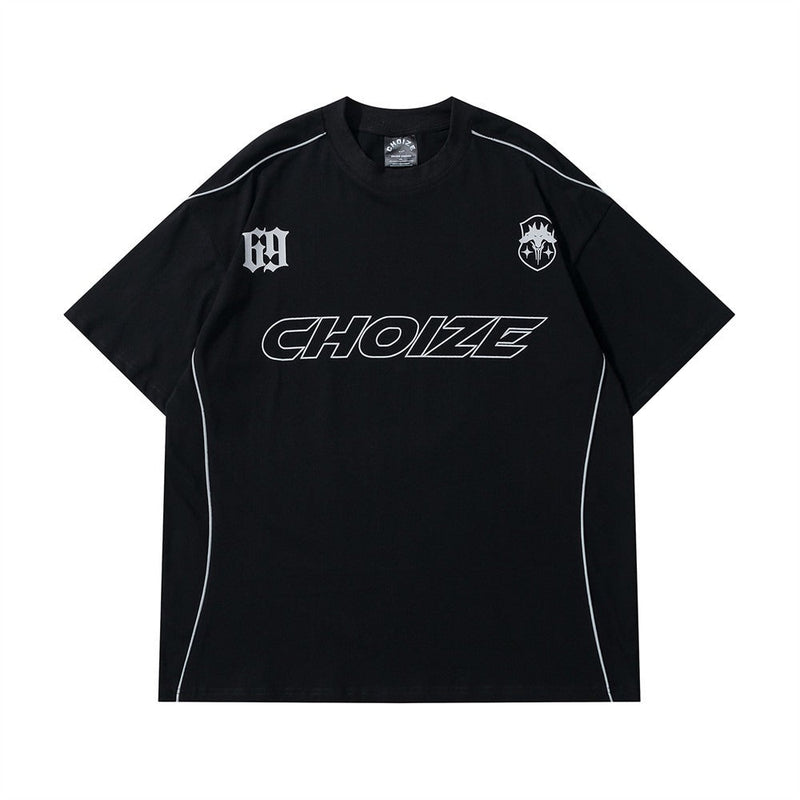 Letter printed short sleeved T-shirt men's loose sportswear American fashion brand niche summer round neck T-shirt top