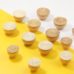 6pcs solid wood rattan handle rattan weaving handle rattan wood handle drawer circular wood handle