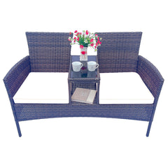 Wicker Patio Conversation Furniture Set Outdoor Furniture Set with Removable Cushions & Table