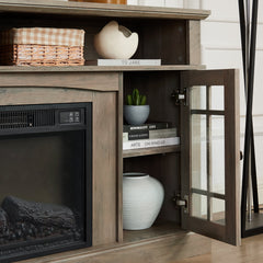 Classic TV Media Stand Modern Entertainment Console with 23" Fireplace Inset for TV Up