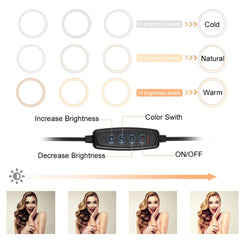 10 Inch  26CM  Ring Light with Stand - Rovtop LED Camera Selfie Light Ring for iPhone Tripod and Phone Holder for Video Photography