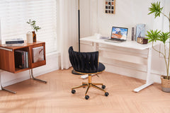 Office desks and chairs, with adjustable wheels and cushioned office desks and chairs that conform to ergonomics (black)