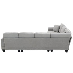 [VIDEO provided] [New] 108*85.5" Modern U Shape Sectional Sofa 7 Seat Fabric Sectional Sofa Set