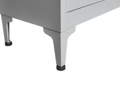 Grey metal kitchen storage cabinet, kitchen pantry storage cabinet with door and shelf, adjustable leveling feet