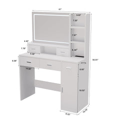 Smart mirror dressing table with drawers and storage cabinets, dressing table with bedroom dressing table, changing room