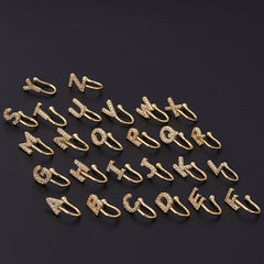 26 English letters micro inlaid zircon nose clip fake nose ring without hole puncture nose ornament