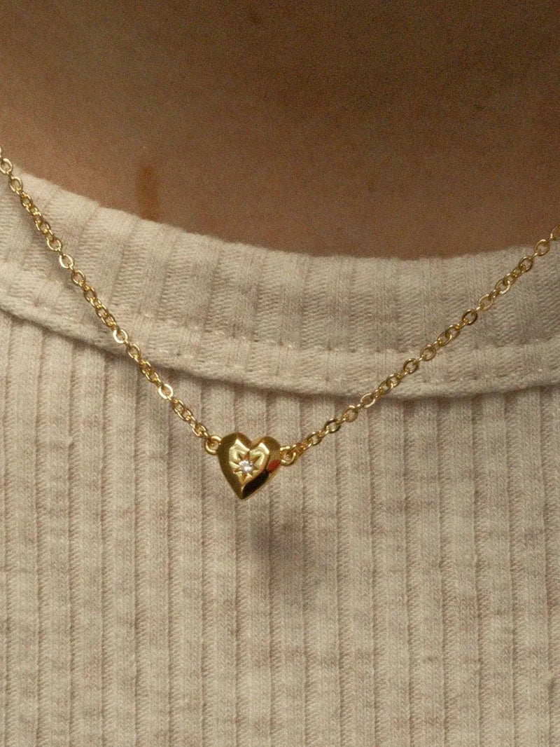 Zircon Heart Pendant Necklace