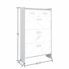 High Glossy Marble Color Doors Shoe Rack 3 Doors Shoe Cabinet With 2 Drawers