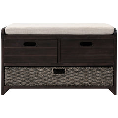 TREXM Storage Bench with Removable Basket and 2 Drawers, Fully Assembled Shoe Bench with Removable Cushion (Espresso)