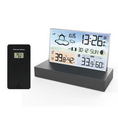 Transparent glass weather clock 3396C color screen RF wireless multi function weather forecast electronic alarm clock