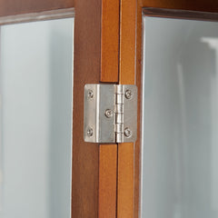 Lighting Curio Diapali cabinet with adjustable shelves, mirror back panel, tempered glass door (without light bulb), walnut wood