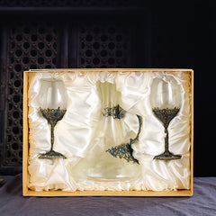 Enamel lead-free red wine cup crystal glass high footed cup decanter set