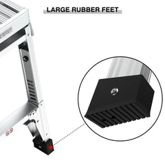 Aluminum Work Platform Large Size Step Stool Folding Portable Work Bench 40" Width Telescopic Feet 22" -27.5" Height Adjustable
