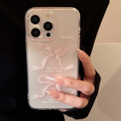 Sweet Pink Bow Apple 15 Phone Case 14 Transparent iPhone 13 Promax Silicone