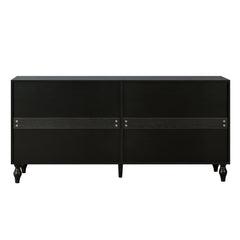 Vintage White Large Faceted Carved And Spliced Doors Combined With Black Frames For TV Stand Table,Sideboards, Accent Cabinets