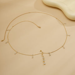 Sexy rhinestone puncture navel nail waist chain, sweet and cool summer body chain