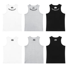Gothic Letter Embroidery Ribbed Tank Top Men's Sports Fitted Casual Striped Sleeveless T-Shirt