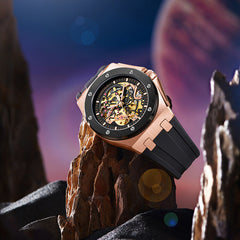 Fully automatic mechanical watch for men fashionable multi-color silicone tape waterproof watch