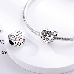 Copper plated S925 silver FOREVER colorful heart clip beads string DIY bracelet necklace