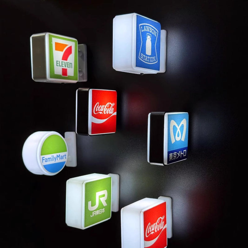 Creative refrigerator stickers convenience store lights illuminated magnetic home decorations