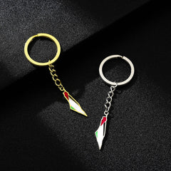 Palestine Israel Map Flag Keychain Accessories Decoration Men's and Women's Ethnic Style Versatile Stainless Steel Accessories
