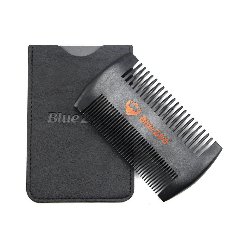 Black Spray Painted Pear Wood Bluezoo Double Sided Beard Comb Beard Portable Comb Care