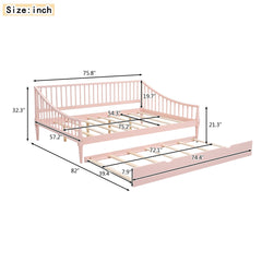 Full Size Daybed with Trundle and Support Legs  Pink
