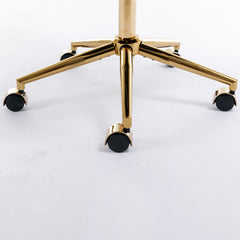 Artificial rabbit hair gold metal base home office chair adjustable chair rotating office chair, dressing chair (beige)