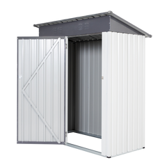 XWT016 Garden Metal Storage Lifter Shed Gray White 5x3x6ft outdoor storing tools Rainproof Hinge door version