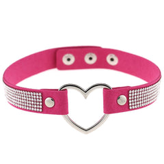 Japan's Harajuku Soft Girl Black Rhinestone Peach Heart Love-Shaped Collar Women's Neck Strap Collarbone Necklace Short