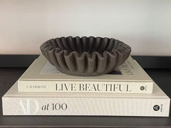Groove lotus leaf edge decorative bowl - living room style coffee table bookshelf desktop style home retro decoration