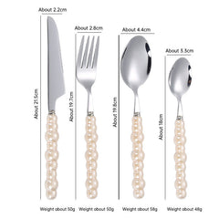 304 stainless steel knife and fork spoon creative pearl ceramic handle tableware western steak knife and fork dessert spoon