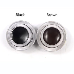 Music Flower 2 in 1 Coffee + Black Gel Eyeliner Make Up Waterproof Eye Liner Cosmetics Set Eyeliner Pens Makeup Brushes Set