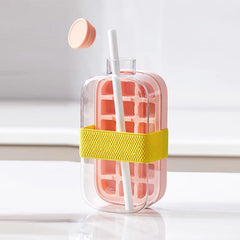 Ice Tray Ice Cube Mold Press Ice Maker With Lid 2-in-1 Ice Cube Bottle Food Grade Ice Making Straw Dual-use Ice Kettle