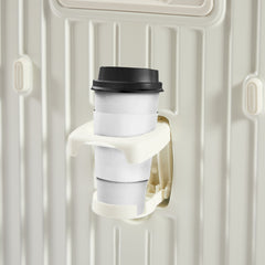 Luggage Set 4 pcs (20"/24"/29"/Travel Bag), PC+ABS Durable Lightweight Luggage with Collapsible Cup Holder、 TSA Lock, White