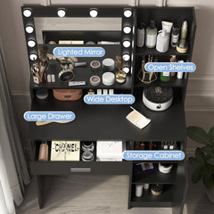 Makeup Vanity Desk with Mirror & Light