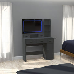 Smart mirror dressing table with drawers and storage cabinets