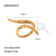 Jewelryposter Stainless Steel Geometric Open Ring Fashion Gold Metal Finger Women's Simple Personalized Jewelry Party Gift
