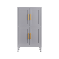 Grey metal kitchen storage cabinet, kitchen pantry storage cabinet with door and shelf, adjustable leveling feet